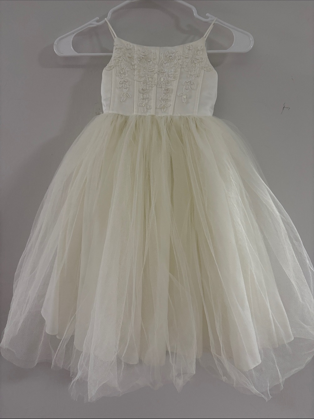 Oleg Cassini toddler flower girl wedding dress tulle with beaded bodice size 3